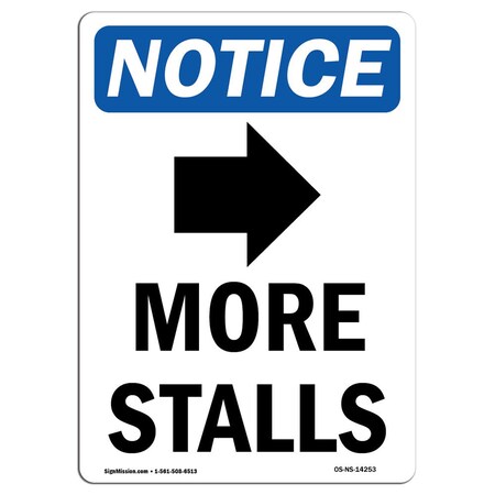 Signmission OSHA Notice Sign, 5" Height, More Stalls (Right Arrow) Sign With Symbol, Portrait, 10PK OS-NS-D-35-V-14253-10PK